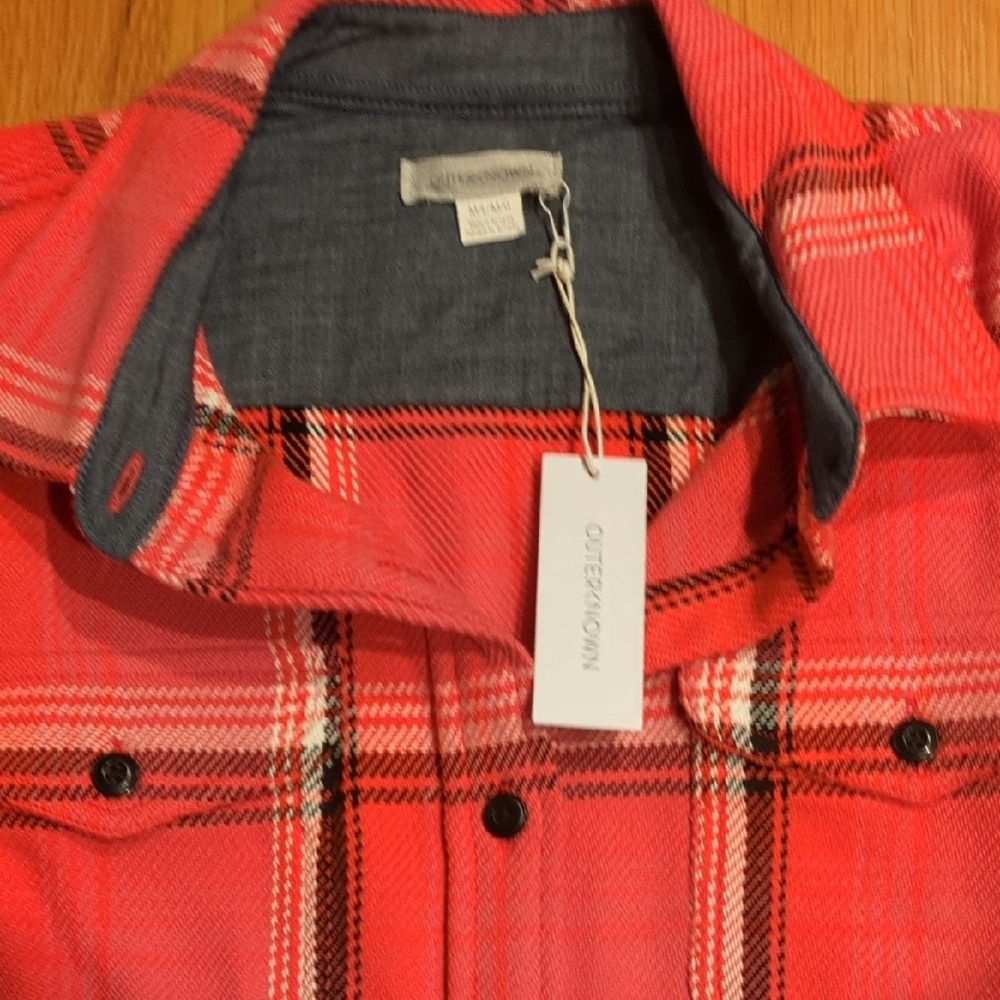 Outerknown Blanket Shirt Women's M/L Pink Cabin Coastal Cottage Casual Granola - Picture 4 of 7